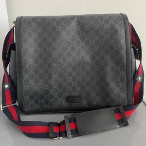 Black/grey GG Supreme Canvas Diaper Bag